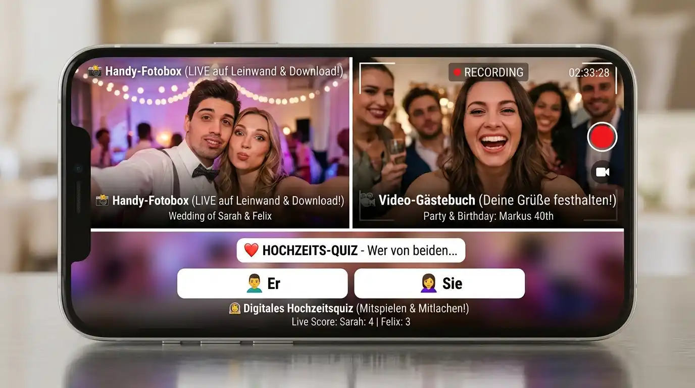 Digitale Fotobox mit Sofortdruck auf einer Feier im Saarland